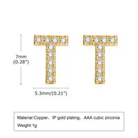 1 Pair Simple Style Letter Inlay Copper Zircon Gold Plated Ear Studs sku image 21