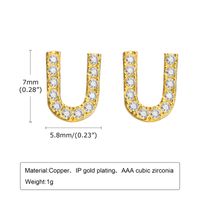 1 Pair Simple Style Letter Inlay Copper Zircon Gold Plated Ear Studs sku image 13