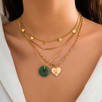 Wholesale Jewelry Simple Style Classic Style Commute Geometric Round Heart Shape Alloy Iron Copper Layered Layered Necklaces main image 2