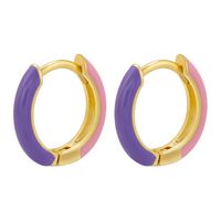 1 Pair Basic Simple Style Circle Round Enamel Plating Copper 18k Gold Plated Hoop Earrings sku image 4