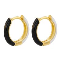 1 Pair Basic Simple Style Circle Round Enamel Plating Copper 18k Gold Plated Hoop Earrings sku image 1