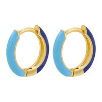 1 Pair Basic Simple Style Circle Round Enamel Plating Copper 18k Gold Plated Hoop Earrings sku image 3
