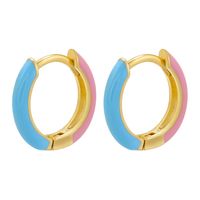 1 Pair Basic Simple Style Circle Round Enamel Plating Copper 18k Gold Plated Hoop Earrings sku image 5