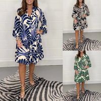 Women's Regular Dress Vacation V Neck Printing 3/4 Length Sleeve Printing Knee-Length Daily main image 1