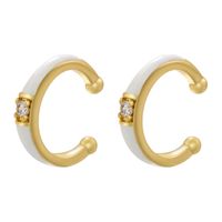 1 Pair Casual Elegant Simple Style C Shape Enamel Plating Inlay Copper Zircon 18k Gold Plated Ear Cuffs sku image 5