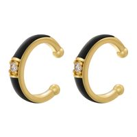 1 Pair Casual Elegant Simple Style C Shape Enamel Plating Inlay Copper Zircon 18k Gold Plated Ear Cuffs main image 5