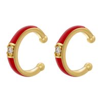 1 Pair Casual Elegant Simple Style C Shape Enamel Plating Inlay Copper Zircon 18k Gold Plated Ear Cuffs main image 3