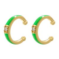 1 Pair Casual Elegant Simple Style C Shape Enamel Plating Inlay Copper Zircon 18k Gold Plated Ear Cuffs main image 2