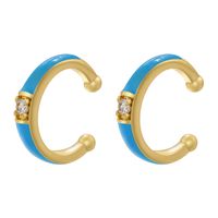 1 Pair Casual Elegant Simple Style C Shape Enamel Plating Inlay Copper Zircon 18k Gold Plated Ear Cuffs main image 4