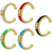 1 Pair Casual Elegant Simple Style C Shape Enamel Plating Inlay Copper Zircon 18k Gold Plated Ear Cuffs main image 1