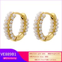 1 Pair Casual Elegant Simple Style Round Plating Inlay Copper Pearl 18k Gold Plated Earrings main image 5