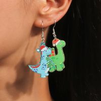 1 Pair Cute Christmas Hat Christmas Tree Dinosaur Zinc Alloy Drop Earrings main image 1