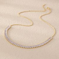 Wholesale Elegant Simple Style Geometric Copper Plating Inlay K Gold Plated Rhodium Plated Zircon Necklace main image 1