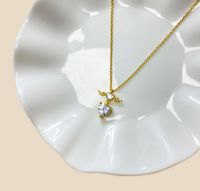 Simple Style Butterfly Stainless Steel Plating Inlay Rhinestones Zircon White Gold Plated Gold Plated Pendant Necklace sku image 5