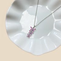 Simple Style Butterfly Stainless Steel Plating Inlay Rhinestones Zircon White Gold Plated Gold Plated Pendant Necklace sku image 10