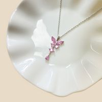 Simple Style Butterfly Stainless Steel Plating Inlay Rhinestones Zircon White Gold Plated Gold Plated Pendant Necklace sku image 11