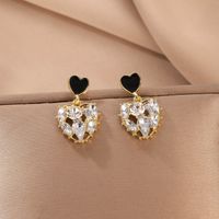 1 Pair Cute Sweet Heart Shape Three-dimensional Hollow Out Alloy Drop Earrings main image 2
