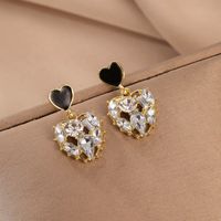1 Pair Cute Sweet Heart Shape Three-dimensional Hollow Out Alloy Drop Earrings main image 4