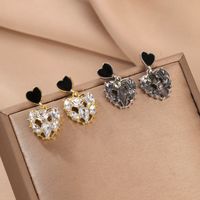 1 Pair Cute Sweet Heart Shape Three-dimensional Hollow Out Alloy Drop Earrings main image 1