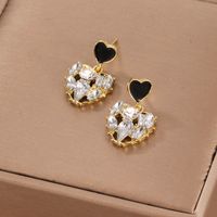 1 Pair Cute Sweet Heart Shape Three-dimensional Hollow Out Alloy Drop Earrings sku image 1