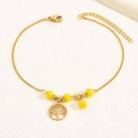 Vacation Bohemian Beach Tree 201 Stainless Steel Plastic Beaded Plating 18K Gold Plated Women's Anklet main image 4