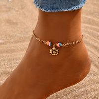 Vacation Bohemian Beach Tree 201 Stainless Steel Plastic Beaded Plating 18K Gold Plated Women's Anklet main image 10