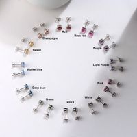 1 Pair Elegant Lady Geometric Inlay Sterling Silver Zircon White Gold Plated Rhodium Plated Ear Studs main image 8