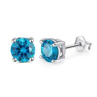 1 Pair Elegant Lady Geometric Inlay Sterling Silver Zircon White Gold Plated Rhodium Plated Ear Studs main image 7