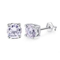 1 Pair Elegant Lady Geometric Inlay Sterling Silver Zircon White Gold Plated Rhodium Plated Ear Studs main image 9
