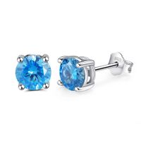 1 Pair Elegant Lady Geometric Inlay Sterling Silver Zircon White Gold Plated Rhodium Plated Ear Studs main image 3