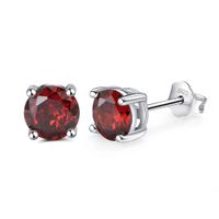 1 Pair Elegant Lady Geometric Inlay Sterling Silver Zircon White Gold Plated Rhodium Plated Ear Studs sku image 2