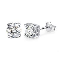 1 Pair Elegant Lady Geometric Inlay Sterling Silver Zircon White Gold Plated Rhodium Plated Ear Studs sku image 1