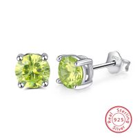 1 Pair Elegant Lady Geometric Inlay Sterling Silver Zircon White Gold Plated Rhodium Plated Ear Studs sku image 10