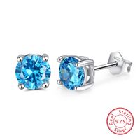 1 Pair Elegant Lady Geometric Inlay Sterling Silver Zircon White Gold Plated Rhodium Plated Ear Studs sku image 13