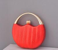 Red Black Rose Red Pu Leather Solid Color Round Evening Bags sku image 1