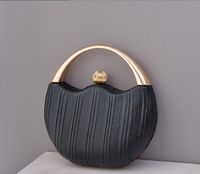 Red Black Rose Red Pu Leather Solid Color Round Evening Bags sku image 2