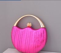 Red Black Rose Red Pu Leather Solid Color Round Evening Bags sku image 3