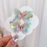 Fairy Style Gradient Color Butterfly Plastic Resin Rhinestone Hair Clip sku image 1