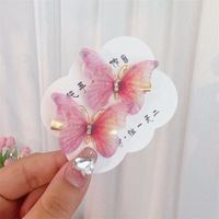 Fairy Style Gradient Color Butterfly Plastic Resin Rhinestone Hair Clip sku image 4