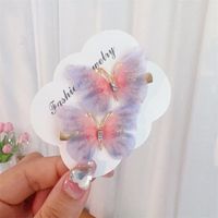Fairy Style Gradient Color Butterfly Plastic Resin Rhinestone Hair Clip sku image 5