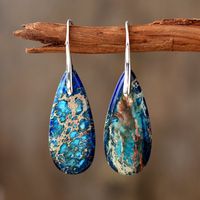 1 Pair Classic Style Water Droplets Patchwork Agate Drop Earrings sku image 2