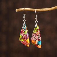 1 Pair Classic Style Water Droplets Patchwork Agate Drop Earrings main image 2