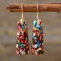1 Pair Classic Style Water Droplets Patchwork Agate Drop Earrings sku image 17