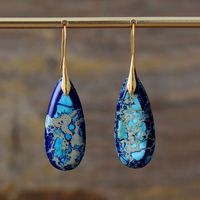 1 Pair Classic Style Water Droplets Patchwork Agate Drop Earrings sku image 1