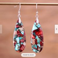 1 Pair Classic Style Water Droplets Patchwork Agate Drop Earrings sku image 16