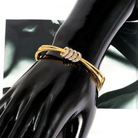 Classic Style Solid Color Stainless Steel Rhinestones Bangle In Bulk main image 2