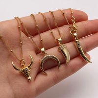 Ethnic Style Moon Copper Zircon Pendant Necklace In Bulk main image 4