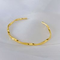 Simple Style Solid Color Titanium Steel Cuff Bracelets In Bulk main image 4