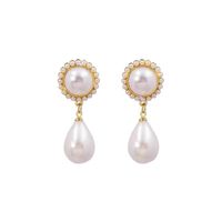 1 Pair Simple Style Round Inlay Alloy Pearl Ear Studs main image 3