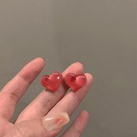 1 Pair Simple Style Heart Shape Patchwork Alloy Drop Earrings sku image 1